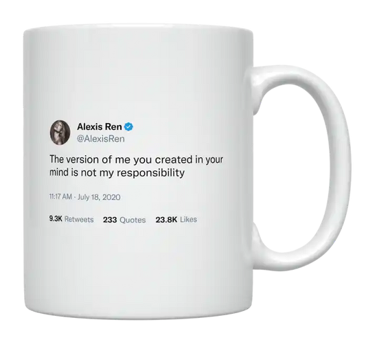Alexis Ren - The Version of Me You Created-tweet on mug