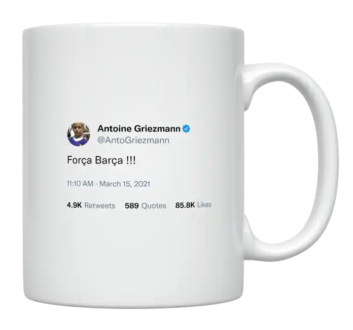 Antoine Griezmann - Forca Barca-tweet on mug