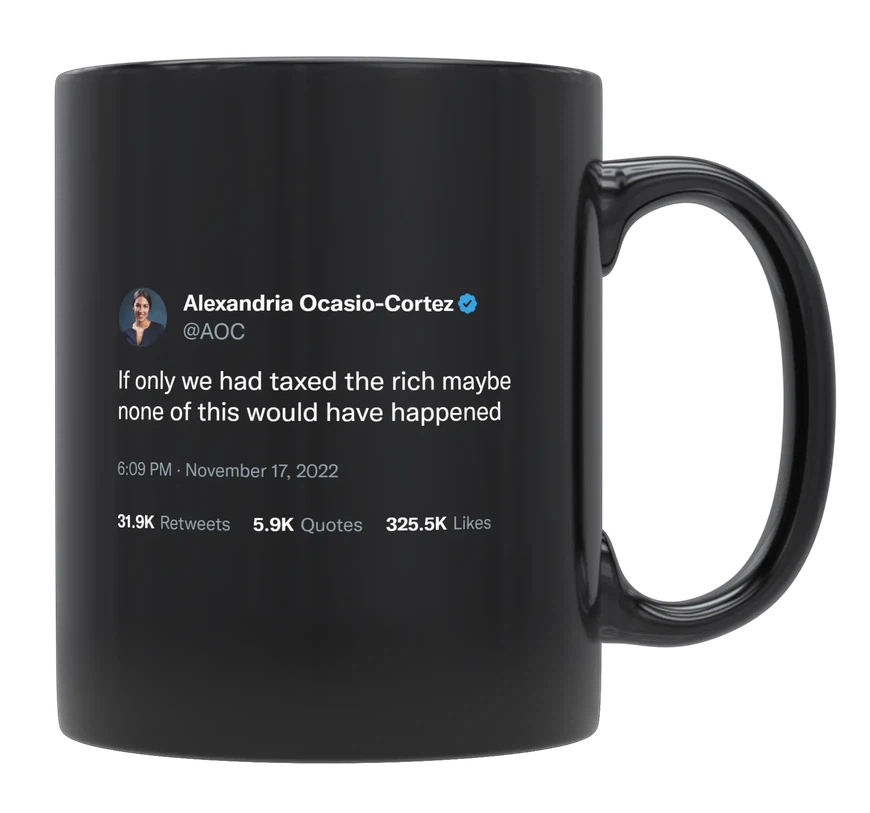 AOC - Tax the Rich-tweet on mug