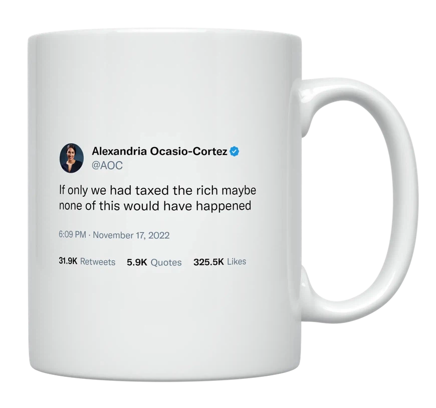 AOC - Tax the Rich-tweet on mug