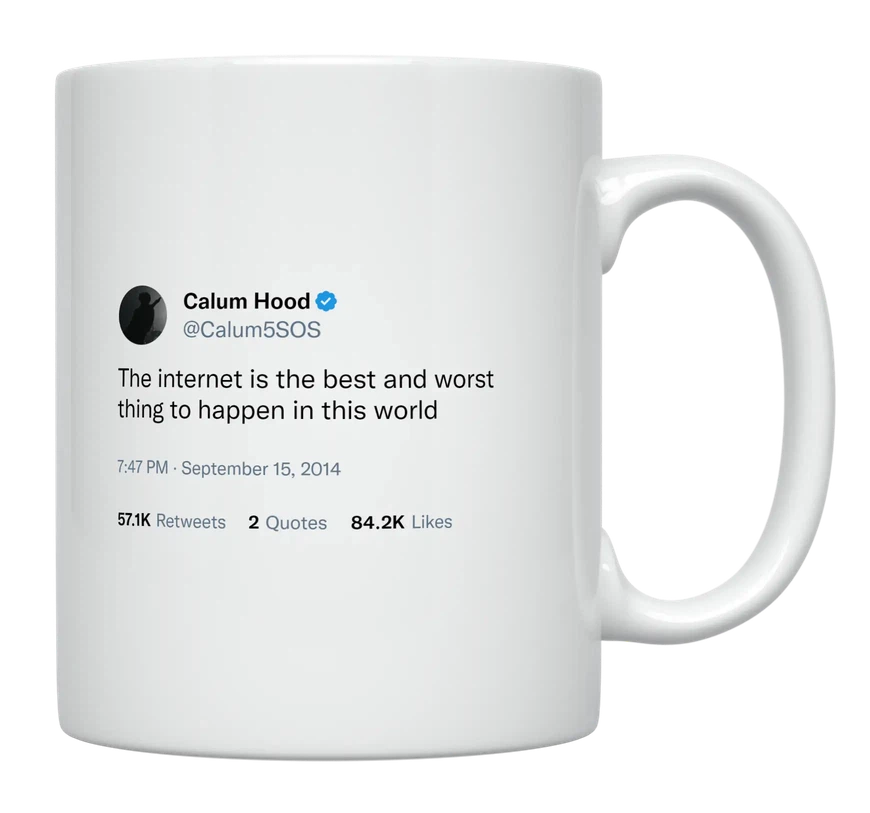 Calum Hood - The Internet Is the Best and Worst Thing-tweet on mug