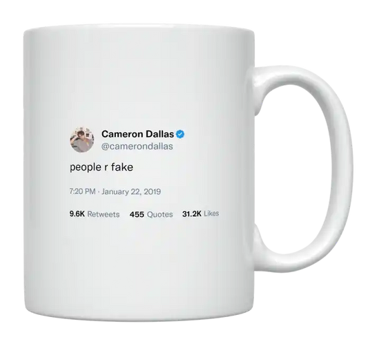 Cameron Dallas - People Are Fake-tweet on mug