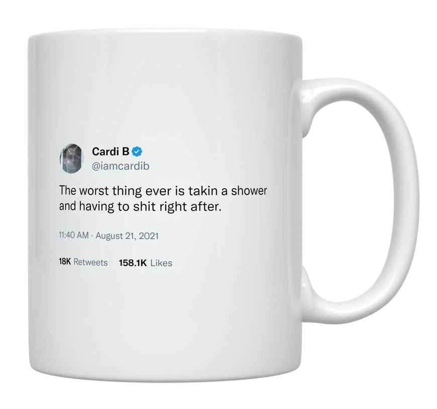 Cardi B - Shitting After Shower-tweet on mug