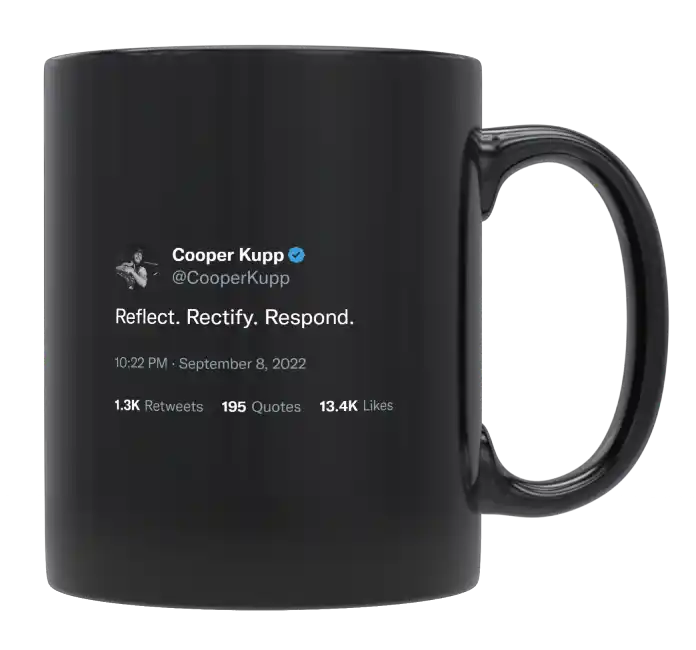 Cooper Kupp - Reflect, Rectify, Respond-tweet on mug