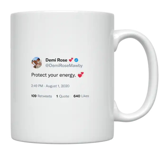 Demi Rose - Protect Your Energy-tweet on mug