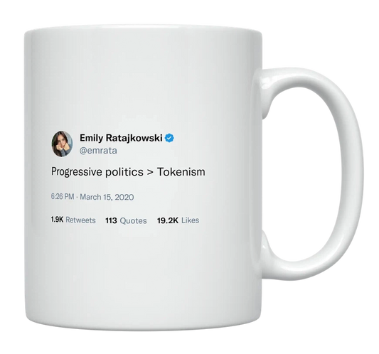 Emily Ratajkowski - Progressive Policies-tweet on mug