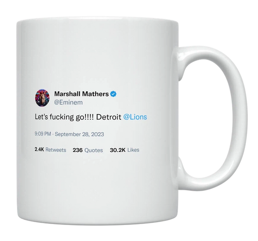 Eminem - Let’s Go Detroit Lions-tweet on mug