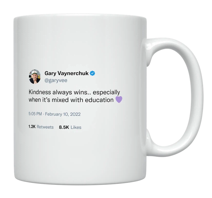 Gary Vaynerchuk - Kindness Always Wins-tweet on mug