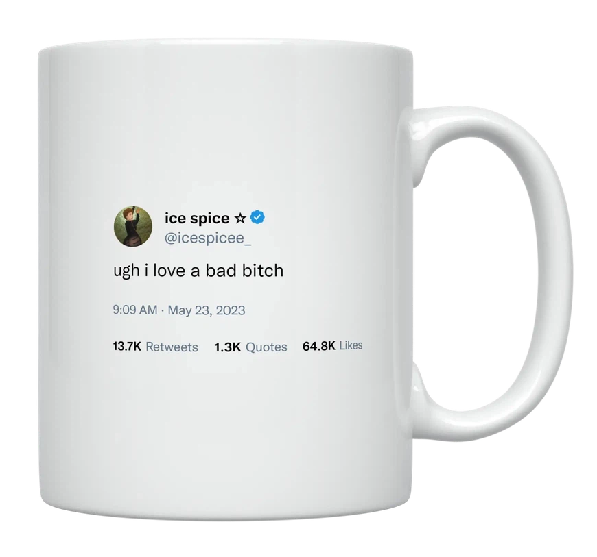 Ice Spice - I Love a Bad Bitch-tweet on mug