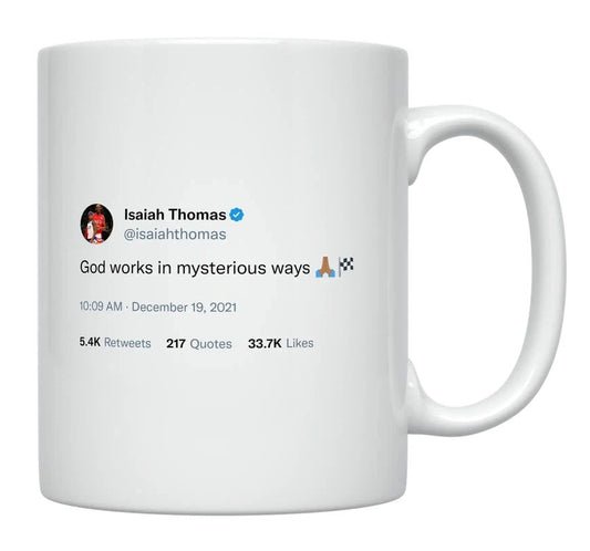 Isaiah Thomas - God Works in Mysterious Ways- mug