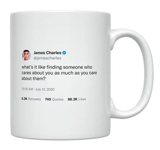James Charles - Finding Someone Who Cares-tweet on mug