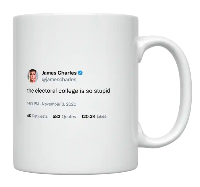 James Charles - The Electoral College Is So Stupid-tweet on mug