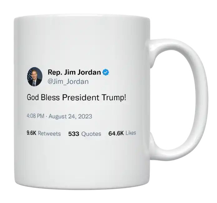 Jim Jordan - God Bless President Trump- mug