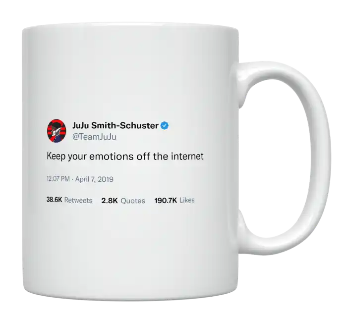 JuJu Smith-Schuster - Keep Your Emotions off the Internet-tweet on mug