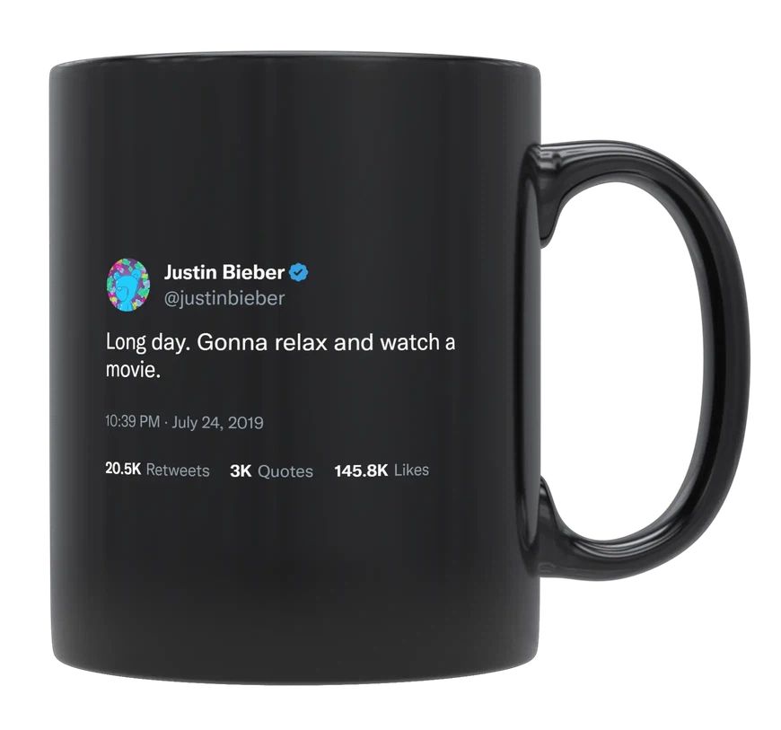 Justin Bieber - Long Day, Watch a Movie- mug