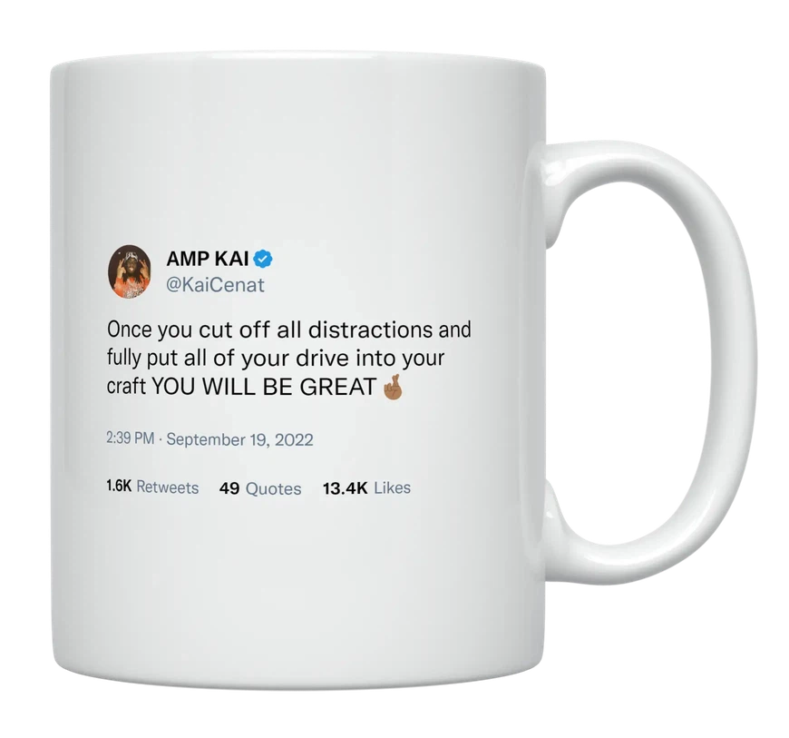 Kai Cenat - Cut off All Distractions-tweet on mug