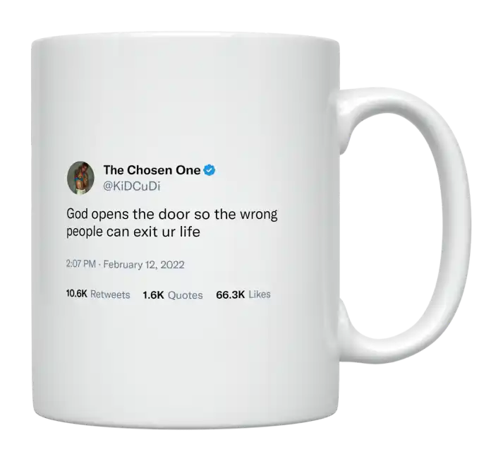 Kid Cudi - God Opens the Door So People Can Exit-tweet on mug