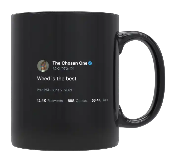 Kid Cudi - Weed Is the Best-tweet on mug