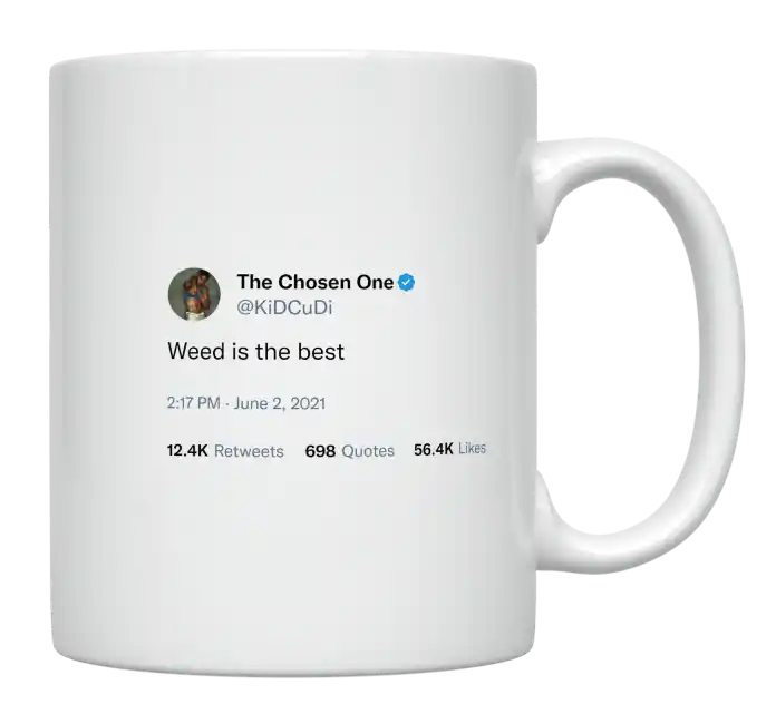 Kid Cudi - Weed Is the Best-tweet on mug
