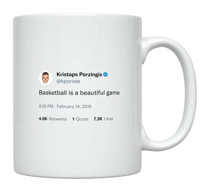Kristaps Porzingis - Basketball Is a Beautiful Game-tweet on mug