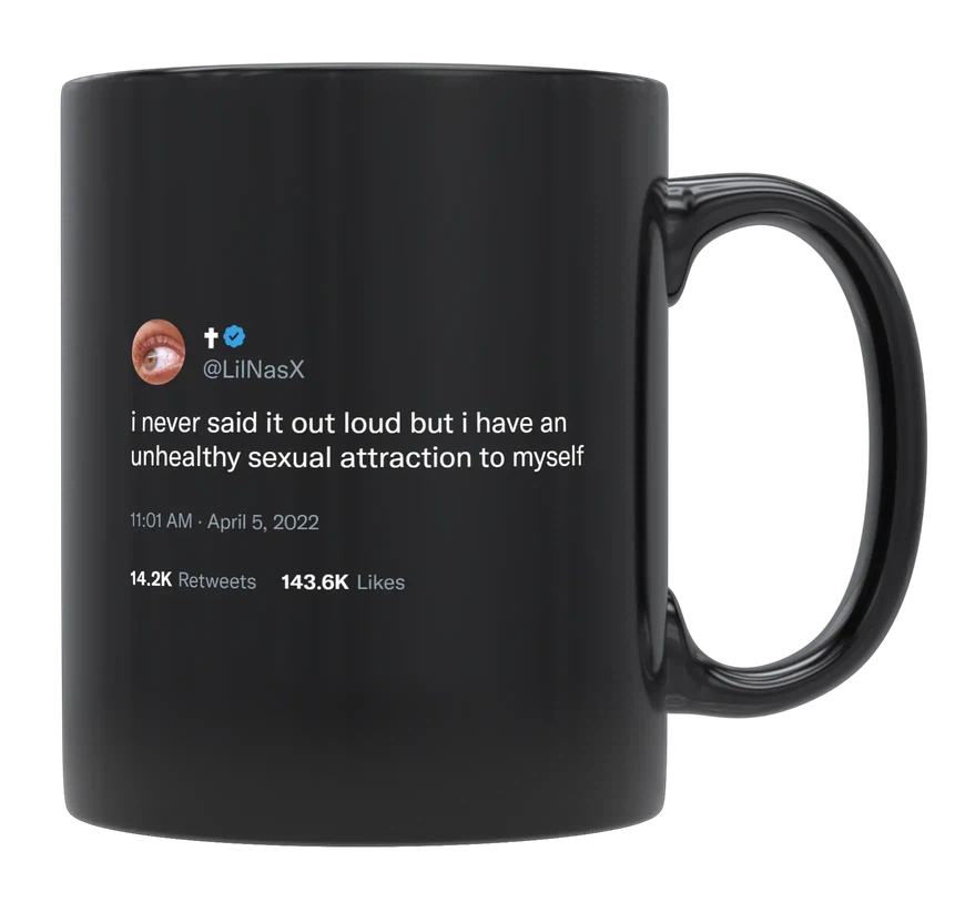 Lil Nas X - Attracted to Myself-tweet on mug