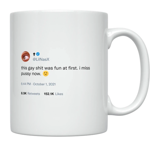 Lil Nas X - Being Gay Was Fun-tweet on mug