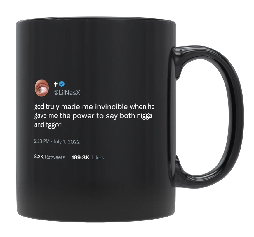 Lil Nas X - God Made Me Invincible-tweet on mug