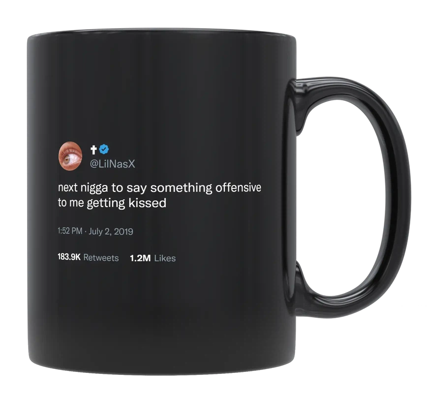 Lil Nas X - Kissing Offensive People-tweet on mug