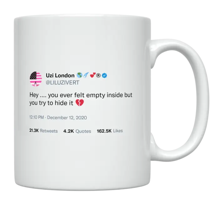 Lil Uzi Vert - Felling Empty Inside-tweet on mug