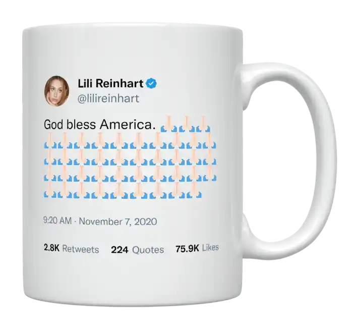 Lili Reinhart - God Bless America-tweet on mug