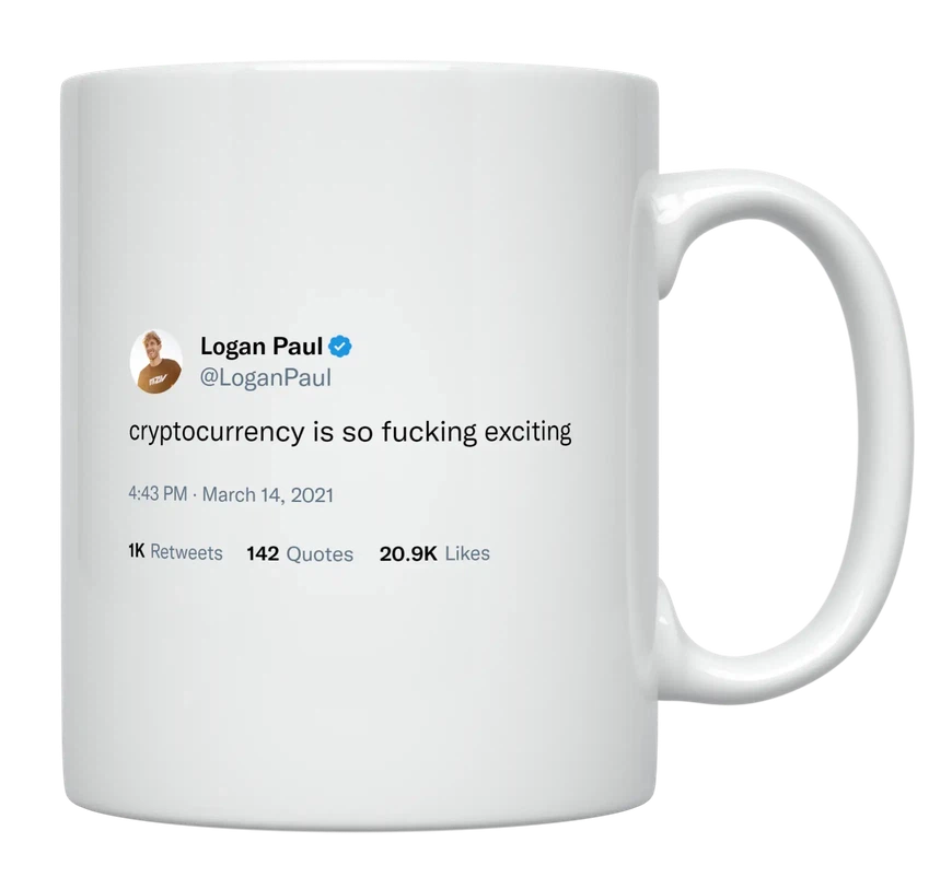 Logan Paul - Cryptocurrency Is So Exciting-tweet on mug