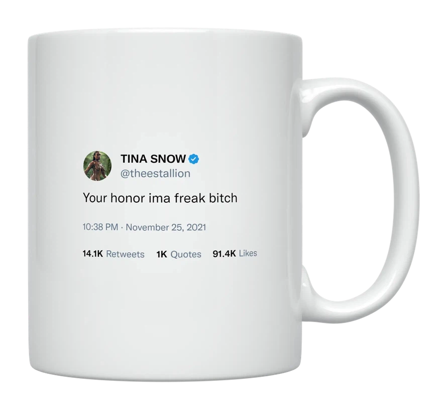 Megan Thee Stallion - Your Honor I’m a Freak Bitch-tweet on mug