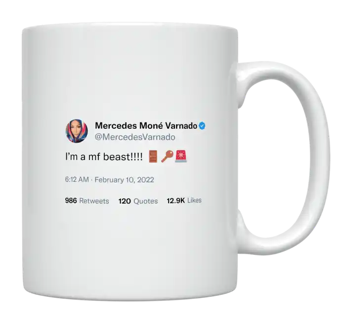 Mercedes Varnado - I’m a Beast-tweet on mug
