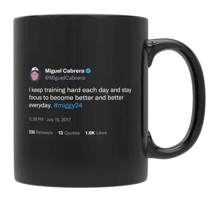 Miguel Cabrera - Keep Training to Become Better Every Day-tweet on mug