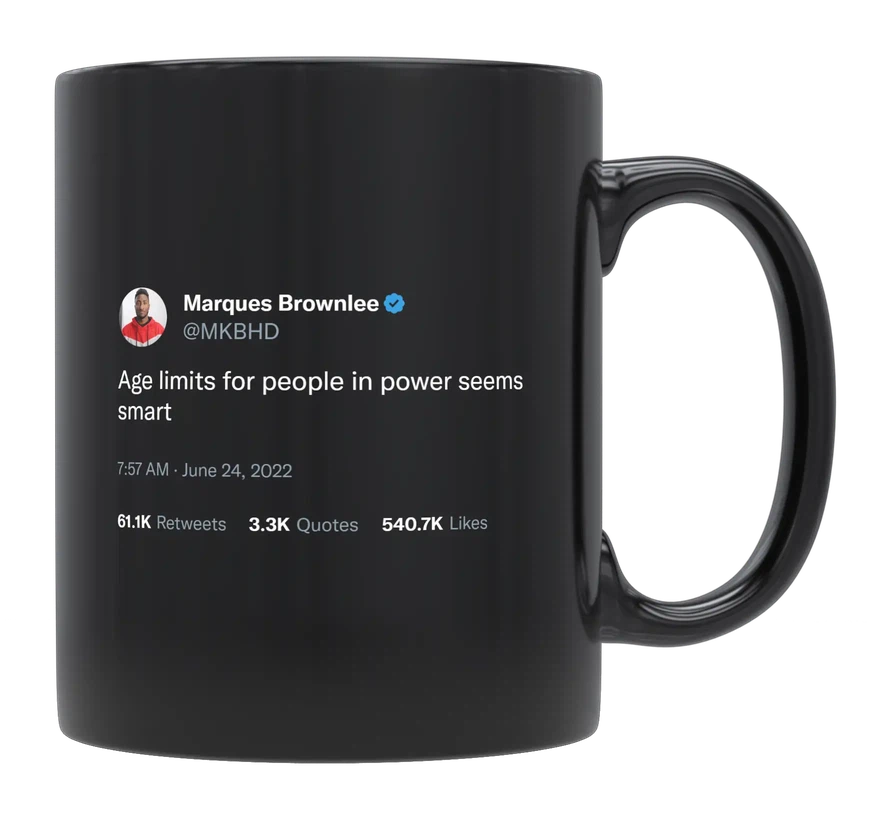 MKBHD - Age Limits for People in Power-tweet on mug