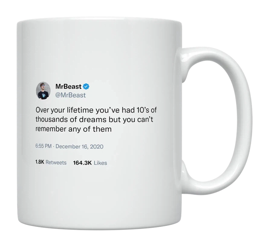 MrBeast - Can’t Remember Dreams-tweet on mug