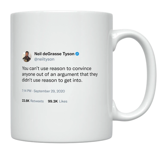 Neil Degrasse Tyson - Using Reason in an Argument-tweet on mug