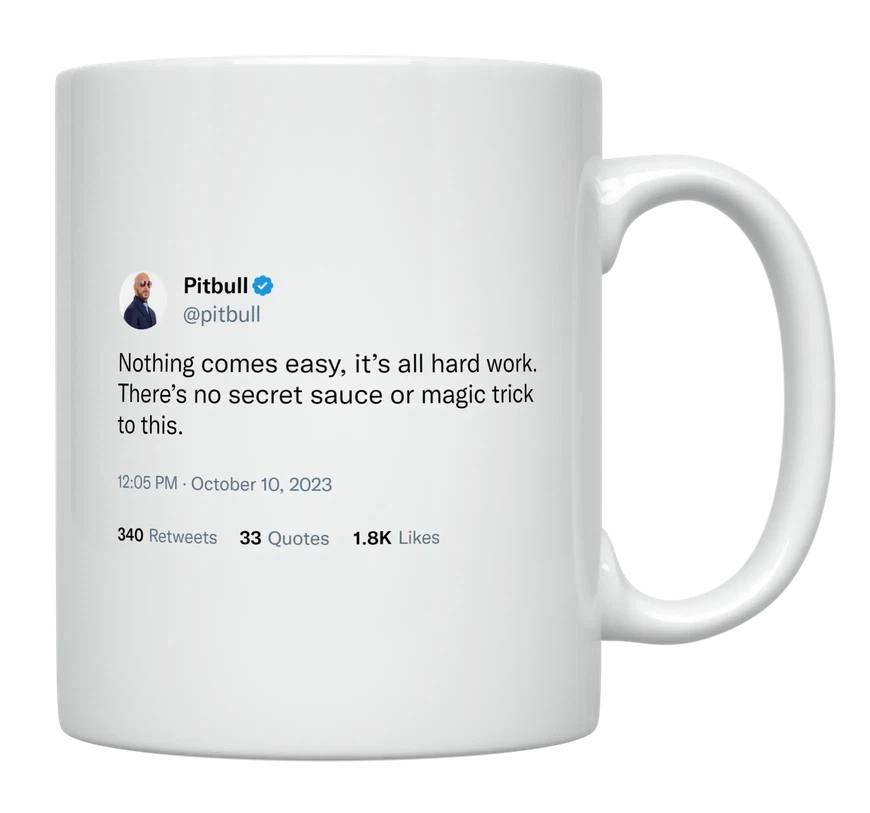 Pitbull - Nothing Comes Easy-tweet on mug