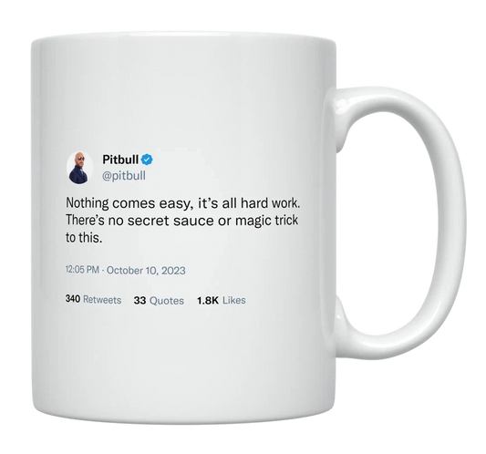 Pitbull - Nothing Comes Easy-tweet on mug