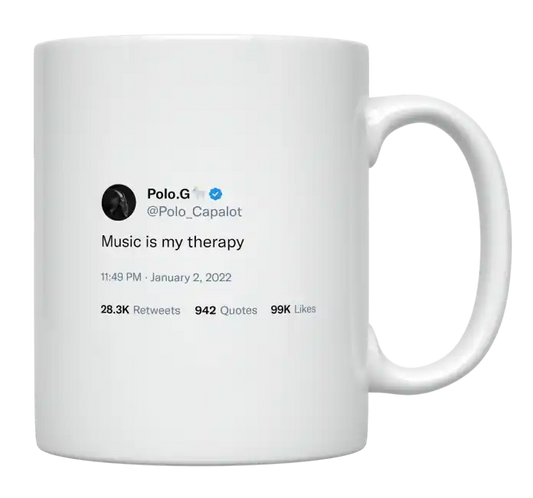 Polo G - Music Is My Therapy-tweet on mug