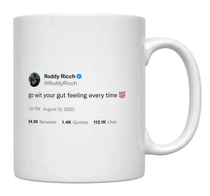 Roddy Ricch - Go with Your Gut Feeling-tweet on mug
