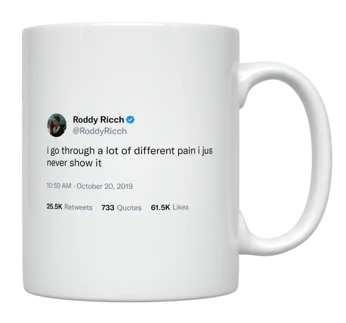Roddy Ricch - I Go through a Lot of Pain, I Just Don’t Show It-tweet on mug