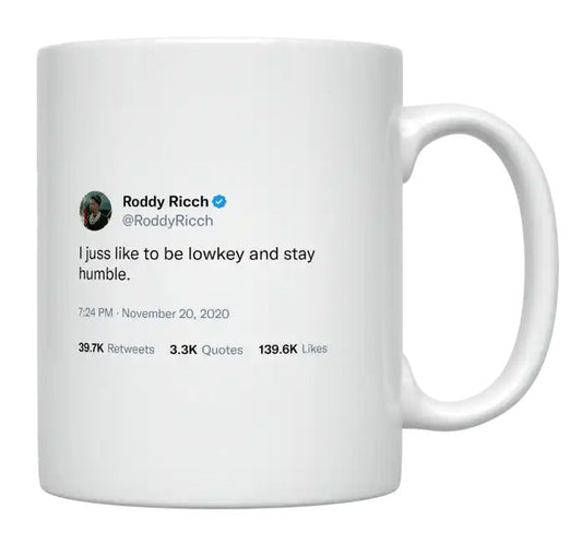 Roddy Ricch - I Just Like to Be Lowkey and Humble- mug