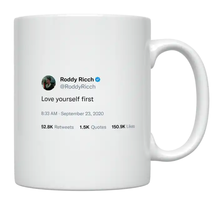 Roddy Ricch - Love Yourself First-tweet on mug