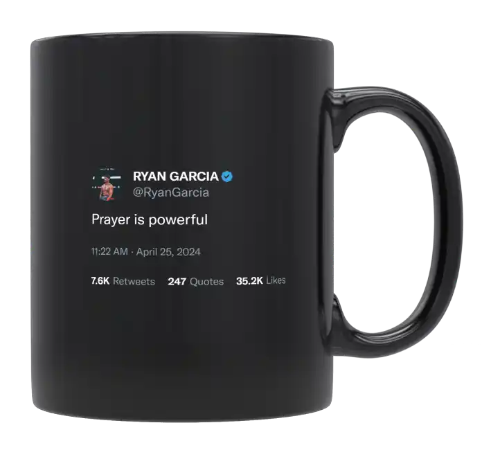Ryan Garcia - Prayer Is Powerful-tweet on mug