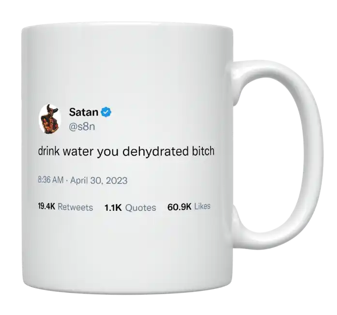 Satan - Drink Water-tweet on mug