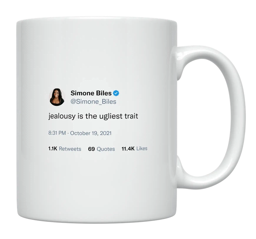 Simone Biles - Jealousy Is the Ugliest Trait-tweet on mug
