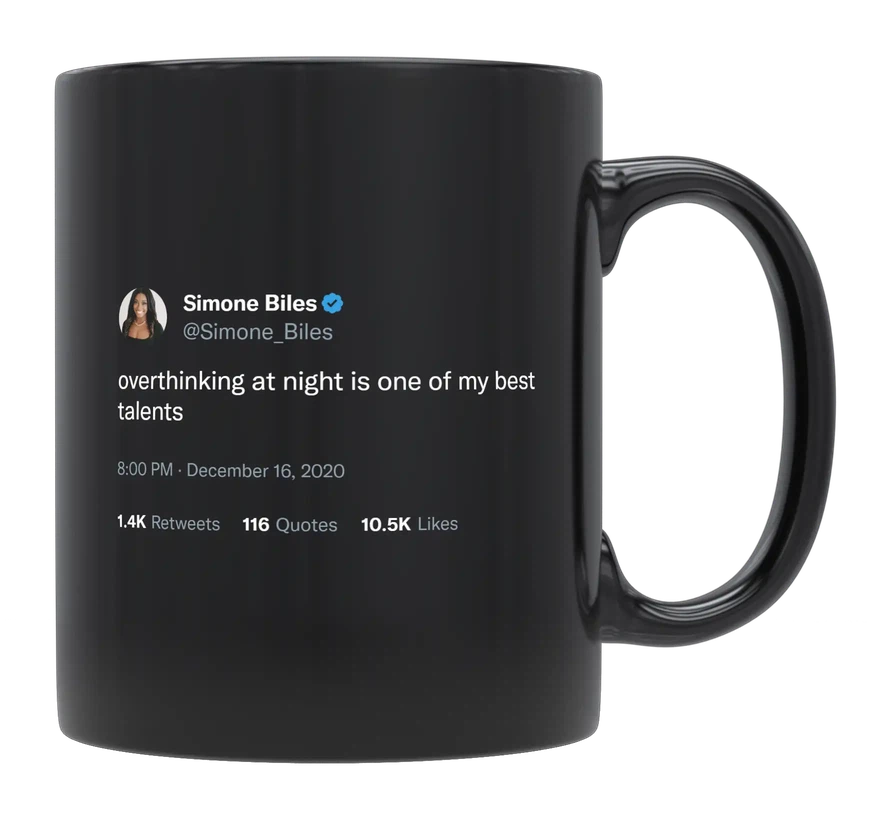 Simone Biles - My Talent Is Overthinking at Night-tweet on mug