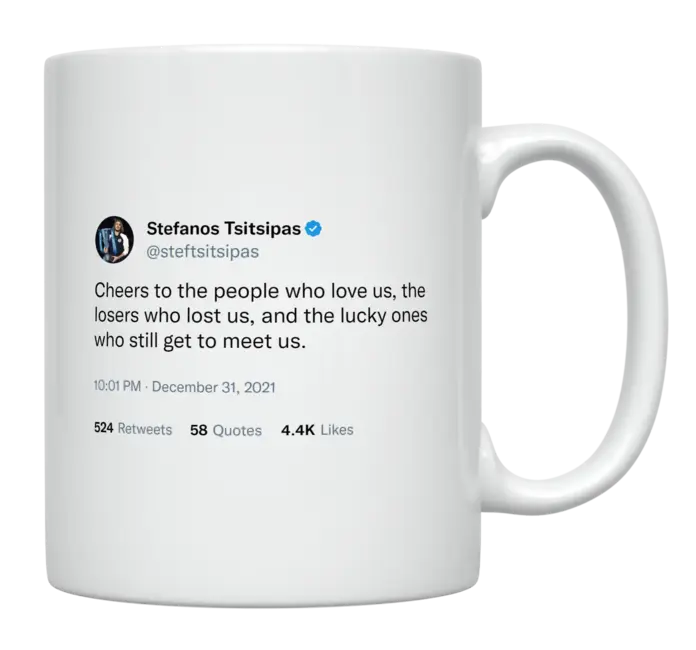 Stefanos Tsitsipas - Cheers to the People-tweet on mug