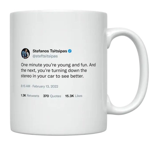 Stefanos Tsitsipas - One Minute You’re Young and Fun- mug